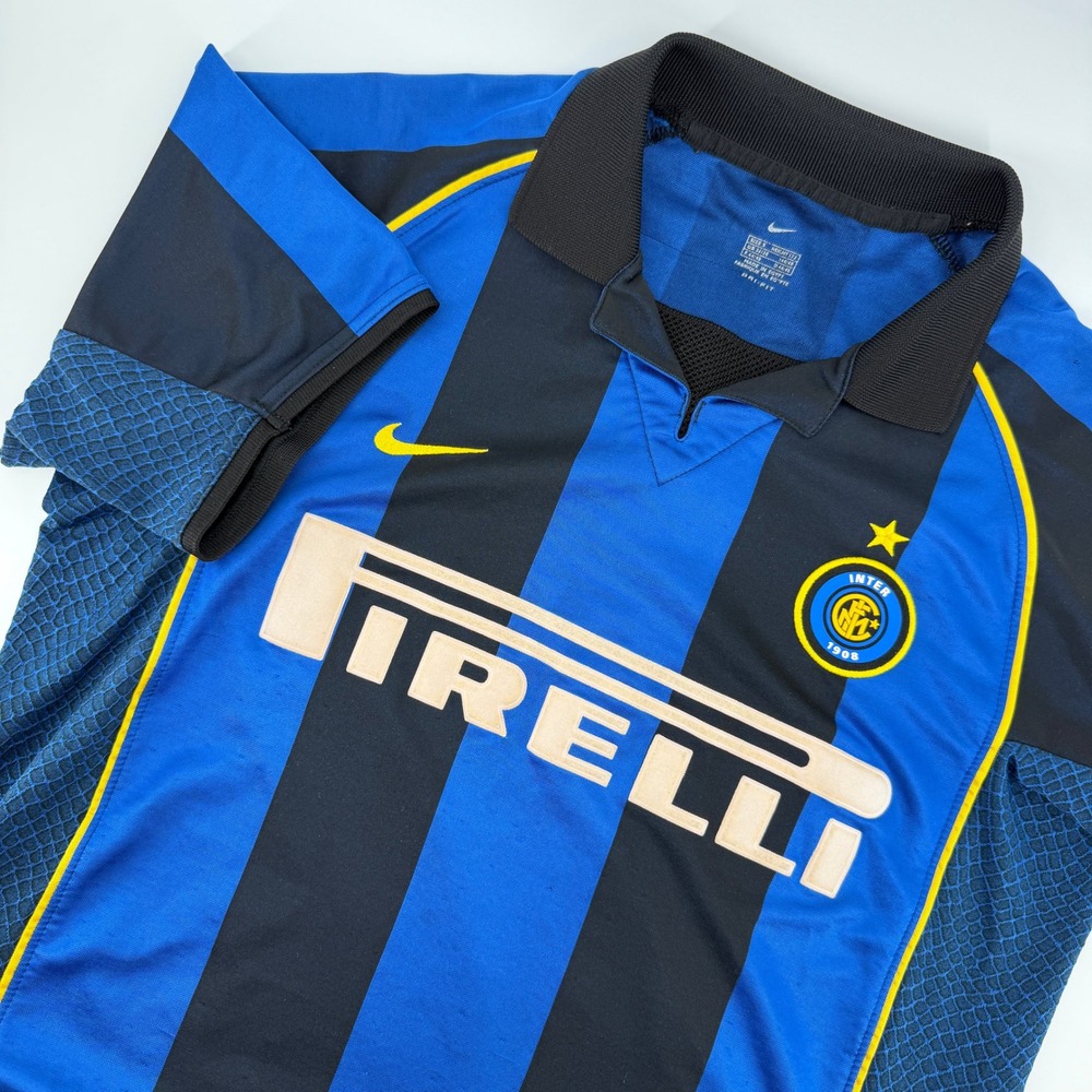 Nike Inter Milan Soccer Jersey Mens Small Blue Black 2001-2002 Home Kit Vintage